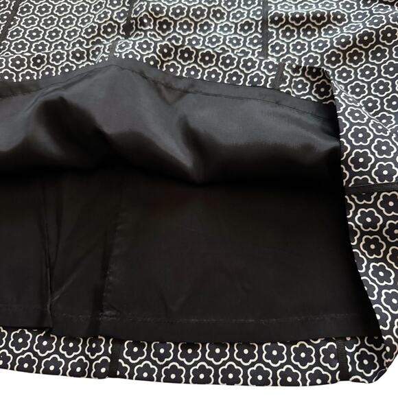 Ann Taylor 100% Silk midi Skirt Women's Sz 8 Black Print pattern Preppy Academia - Picture 5 of 10